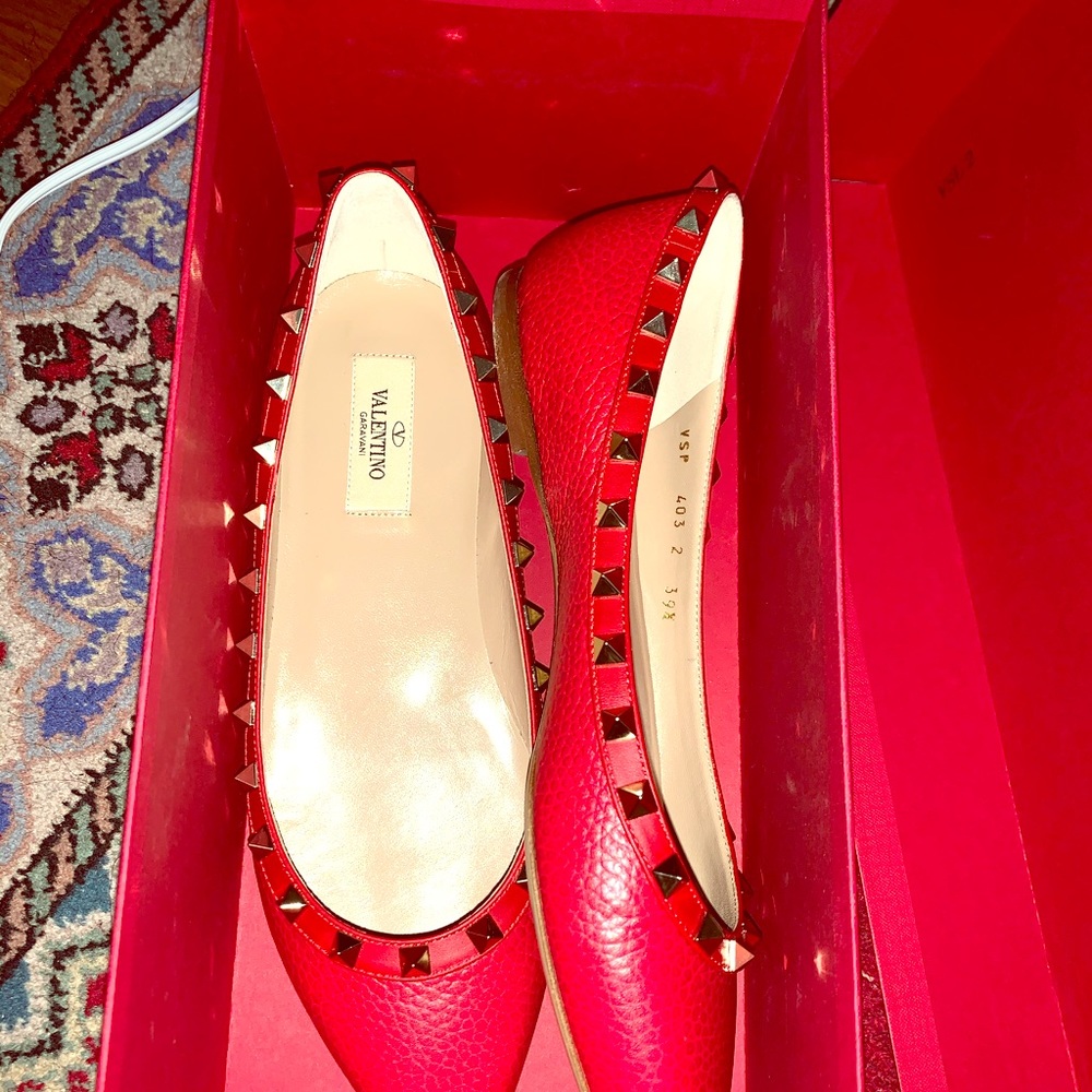 Valentino Rockstud Flats Red 39.5 EU